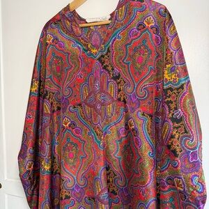 Vintage 80’s Oscar de la Renta For Swirl Paisley Kaftan Mumu Maxi Dress Medium